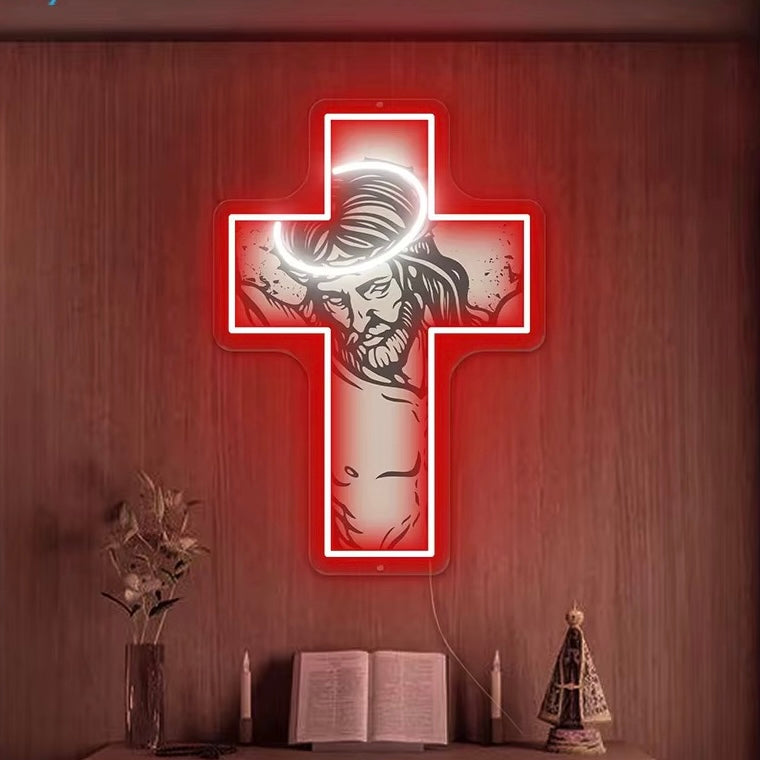 ✝️ Jesus Cross “Jesus Christ” LED Neon Sign