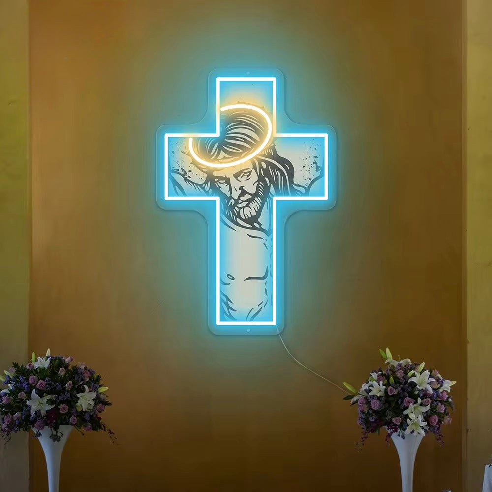 ✝️ Jesus Cross “Jesus Christ” LED Neon Sign