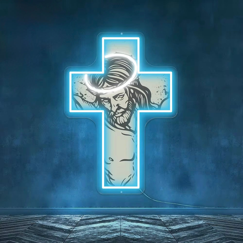 ✝️ Jesus Cross “Jesus Christ” LED Neon Sign