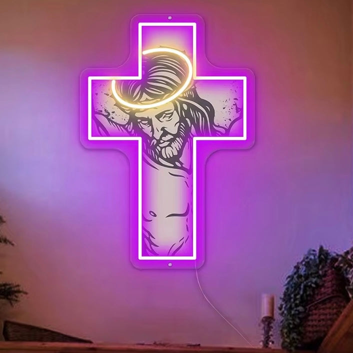✝️ Jesus Cross “Jesus Christ” LED Neon Sign